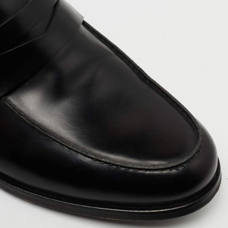Pre Owned Lanvin Black Leather Penny Loafers Size 45