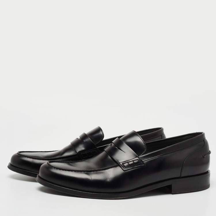 Pre Owned Lanvin Black Leather Penny Loafers Size 45