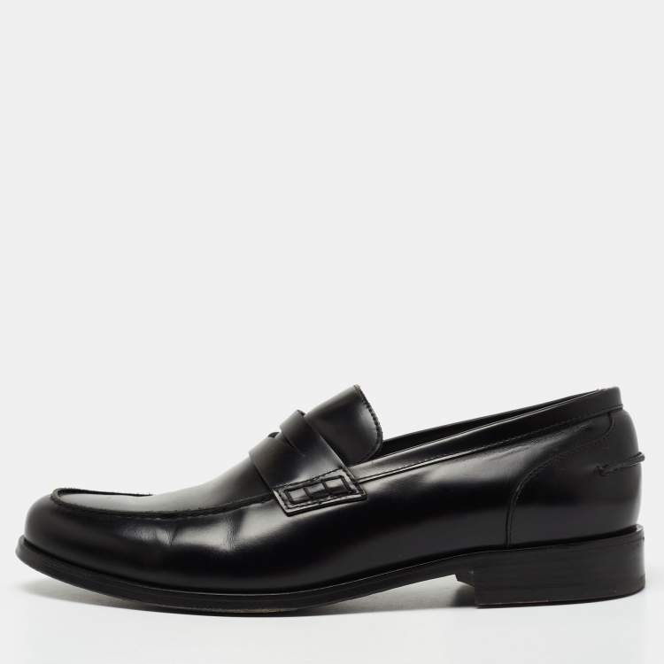 Pre Owned Lanvin Black Leather Penny Loafers Size 45