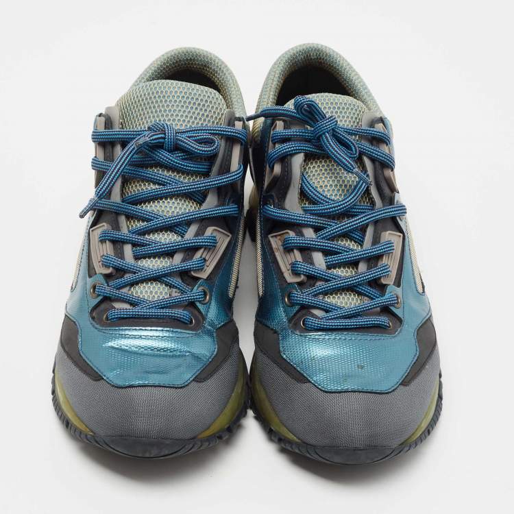 مملوكة مسبقًا Lanvin Multicolor Canvas and Leather Lace Up Sneakers Size 41