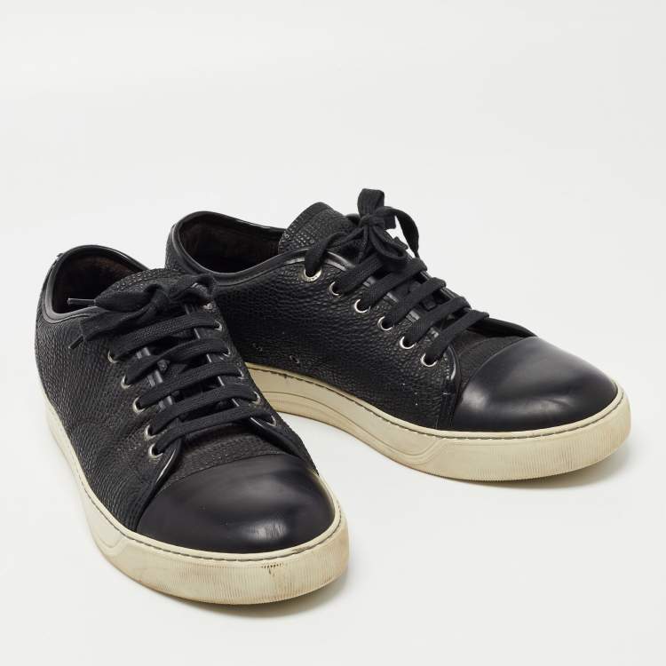 Pre Owned Lanvin Leather Black Leather Low Top Sneakers Size 41