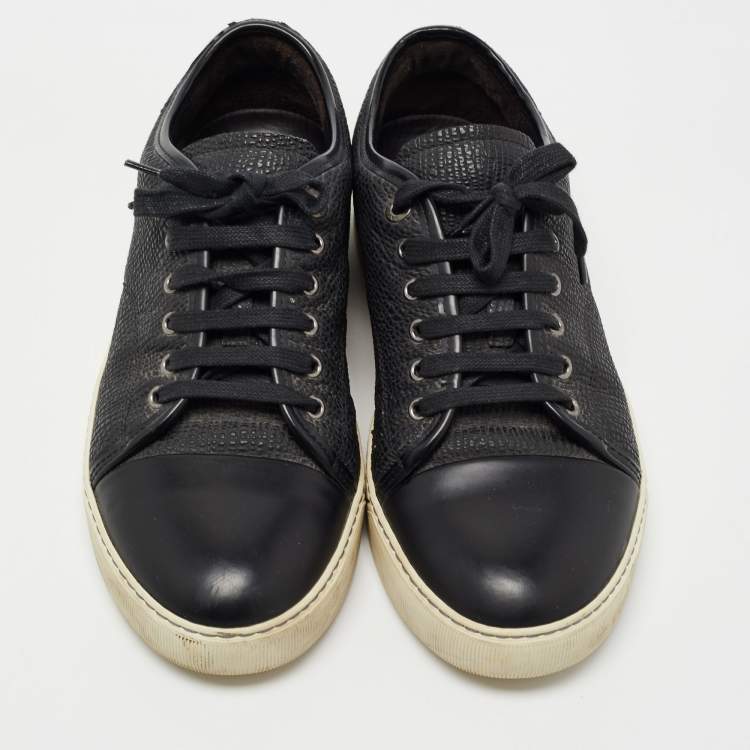 Pre Owned Lanvin Leather Black Leather Low Top Sneakers Size 41