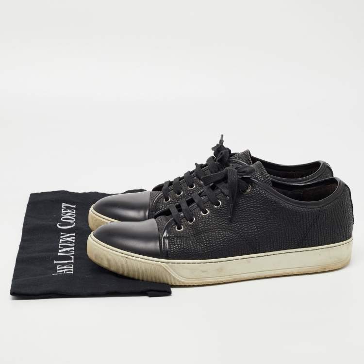 Pre Owned Lanvin Leather Black Leather Low Top Sneakers Size 41