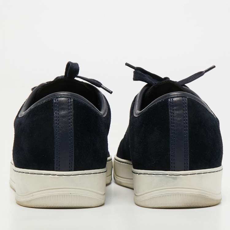 Pre Owned Lanvin Black/Navy Blue Suede and Patent Low Top Sneakers Size 41 