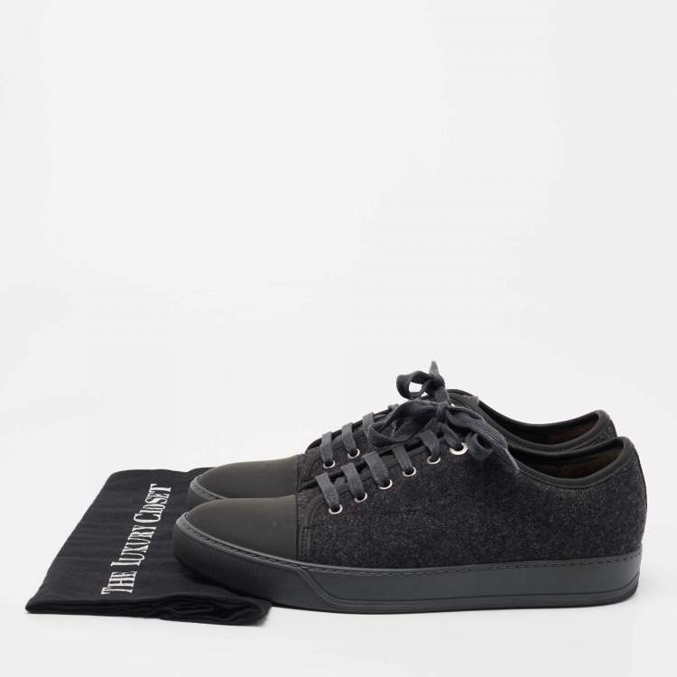 مملوكة مسبقًا Lanvin Dark Grey Tweed and Rubber Low Top Sneakers Size 41