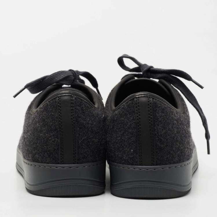 مملوكة مسبقًا Lanvin Dark Grey Tweed and Rubber Low Top Sneakers Size 41