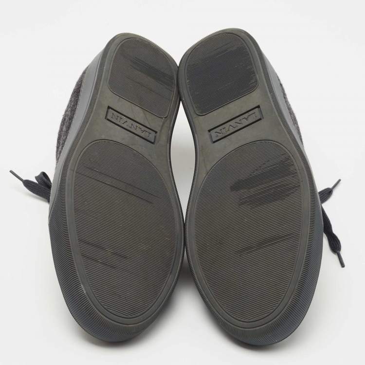 مملوكة مسبقًا Lanvin Dark Grey Tweed and Rubber Low Top Sneakers Size 41