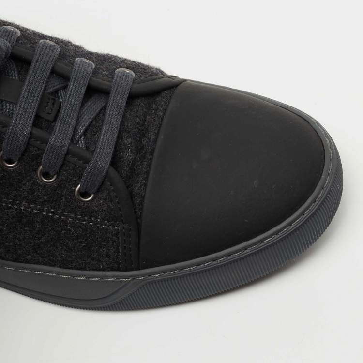 مملوكة مسبقًا Lanvin Dark Grey Tweed and Rubber Low Top Sneakers Size 41