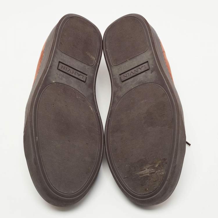 Pre Owned Lanvin Brown Suede Low Top Sneakers Size 43