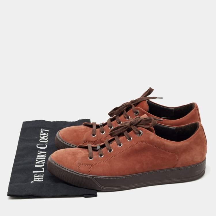 Pre Owned Lanvin Brown Suede Low Top Sneakers Size 43
