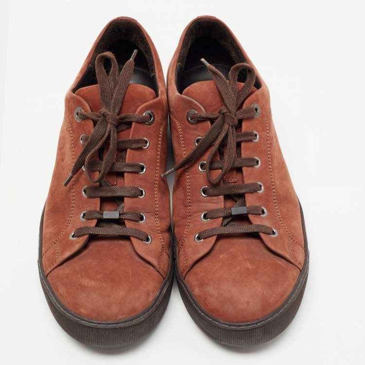 Pre Owned Lanvin Brown Suede Low Top Sneakers Size 43