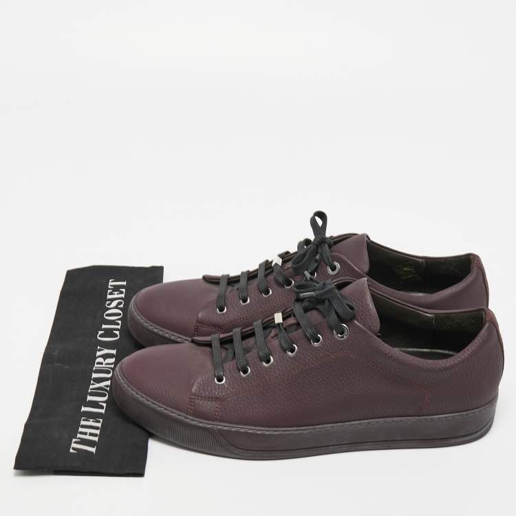 Pre Owned Lanvin Dark Purple Leather Low Top Sneakers Size 44