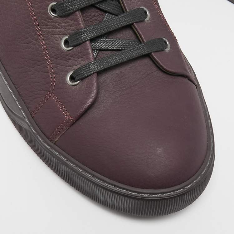 Pre Owned Lanvin Dark Purple Leather Low Top Sneakers Size 44