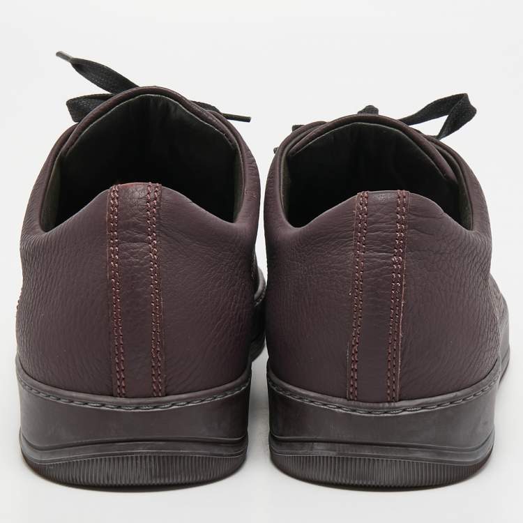 Pre Owned Lanvin Dark Purple Leather Low Top Sneakers Size 44