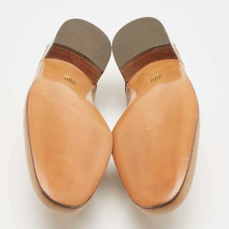 Pre Owned Lanvin Brown Leather Slip On Loafers Size 41.5