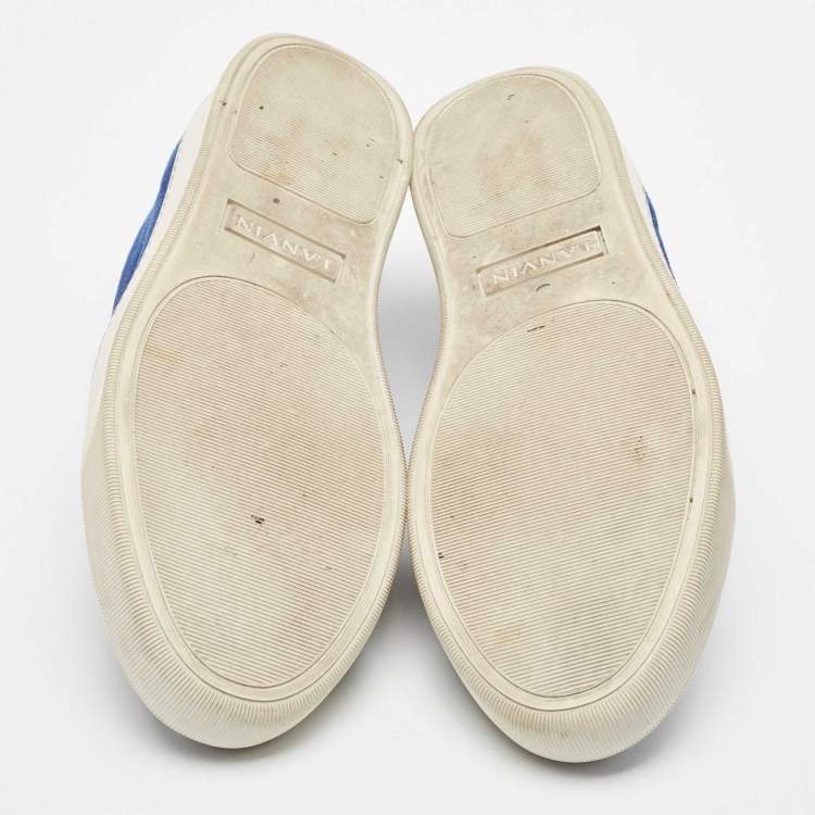Pre Owned Lanvin Blue/Black Suede and Leather Low Top Sneakers Size 42