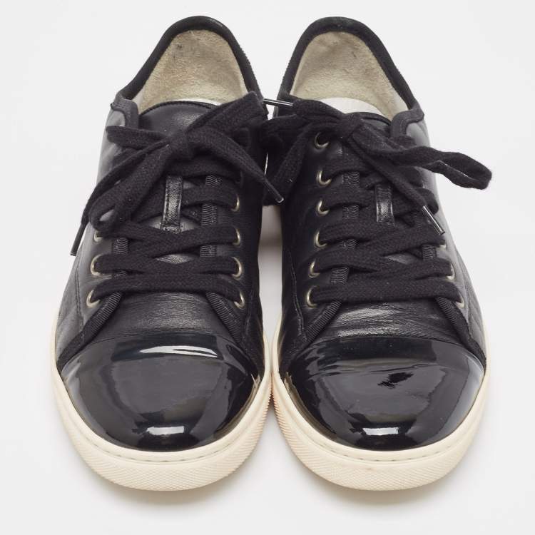 Pre Owned Lanvin Black Patent and Leather Low Top Sneakers Size 40