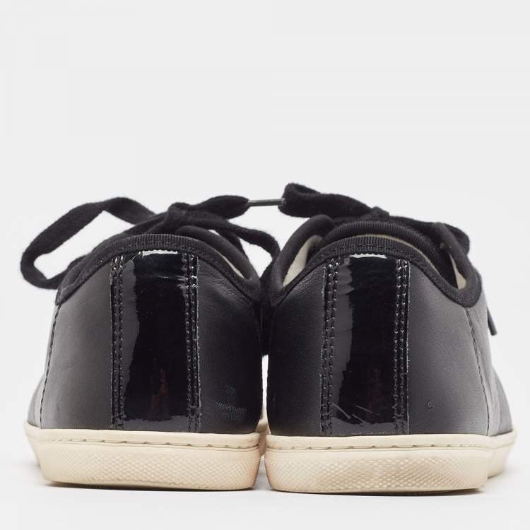 Pre Owned Lanvin Black Patent and Leather Low Top Sneakers Size 40
