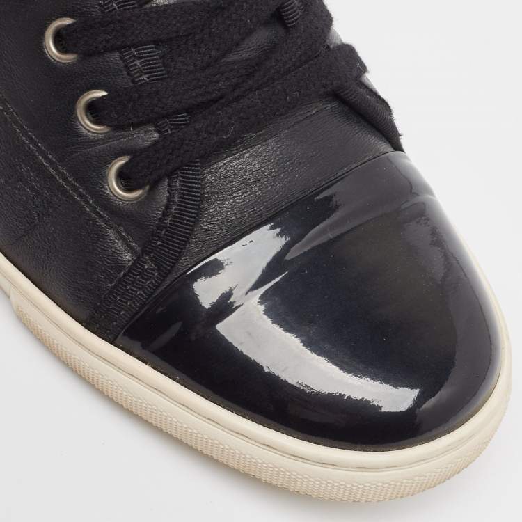 Pre Owned Lanvin Black Patent and Leather Low Top Sneakers Size 40