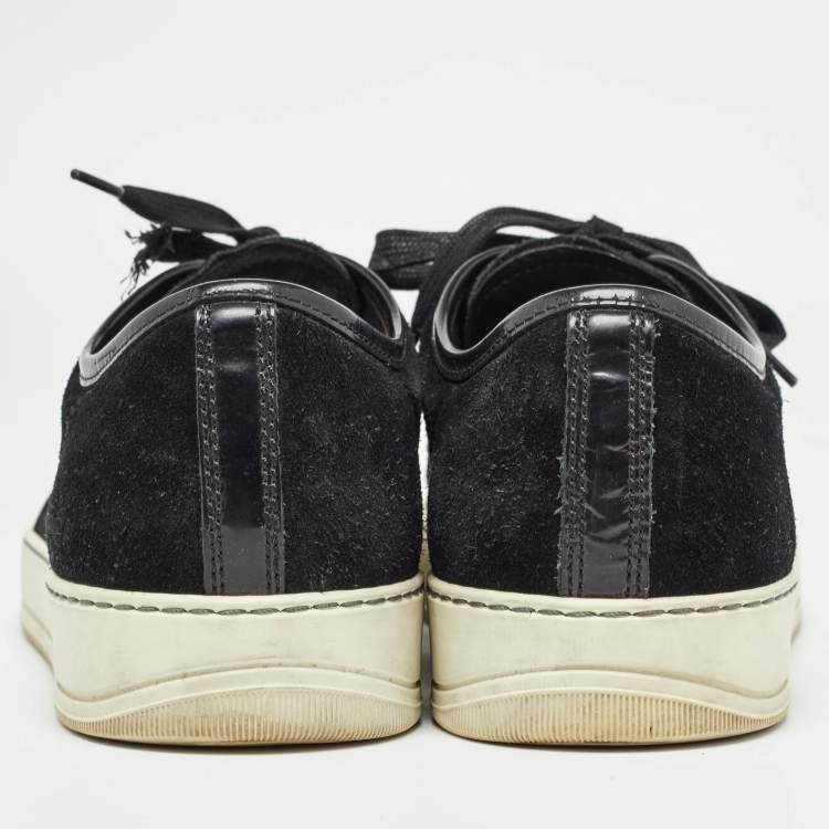 Pre Owned Lanvin Black Suede and Patent Cap Toe Low Top Sneakers Size 40