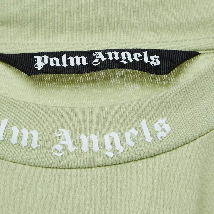 Pre Owned Palm Angels Light Green Logo Print Cotton  Oversized T-Shirt L