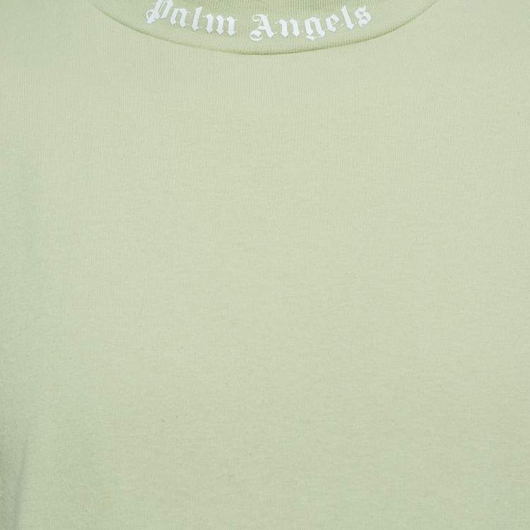 Pre Owned Palm Angels Light Green Logo Print Cotton  Oversized T-Shirt L