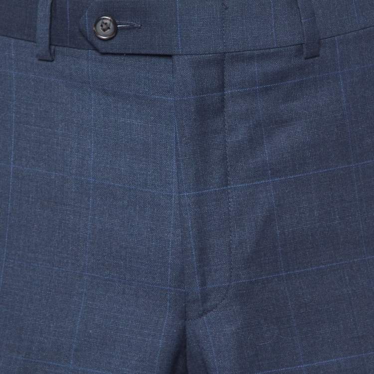 Pre Owned Lauren Ralph Lauren Navy Blue Plaid Regular Fit Trousers M