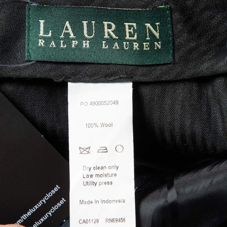 Pre Owned Lauren Ralph Lauren Navy Blue Plaid Regular Fit Trousers M