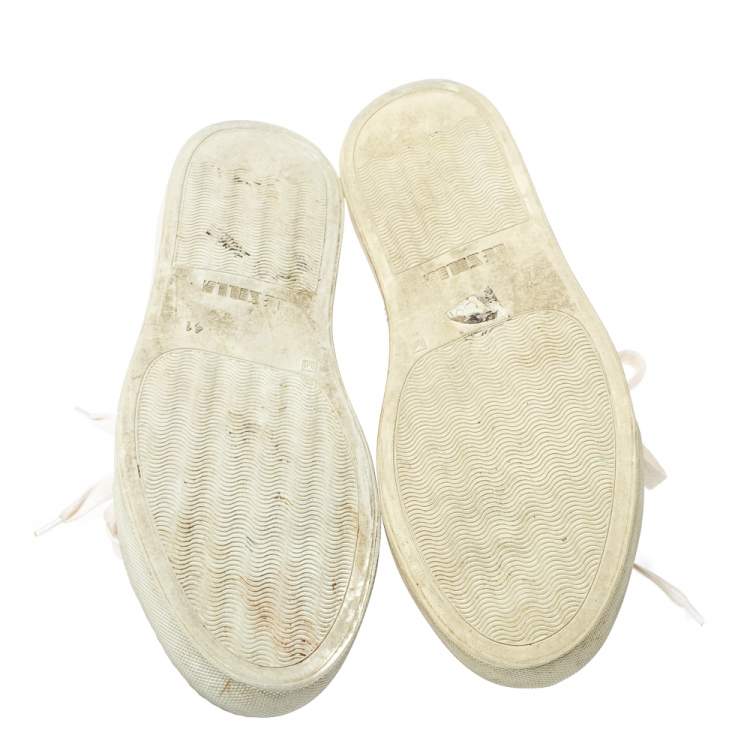 Pre Owned Le Silla Metallic Beige Crystal Embellished Suede Low Top Sneakers Size 41