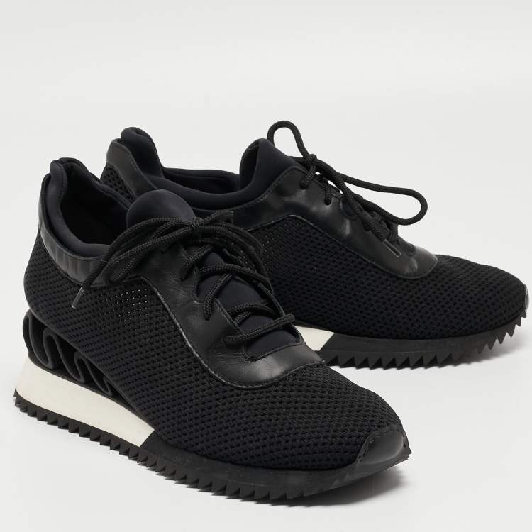 Pre Owned Le Silla Black Mesh and Leather Low Top Sneakers Size 41