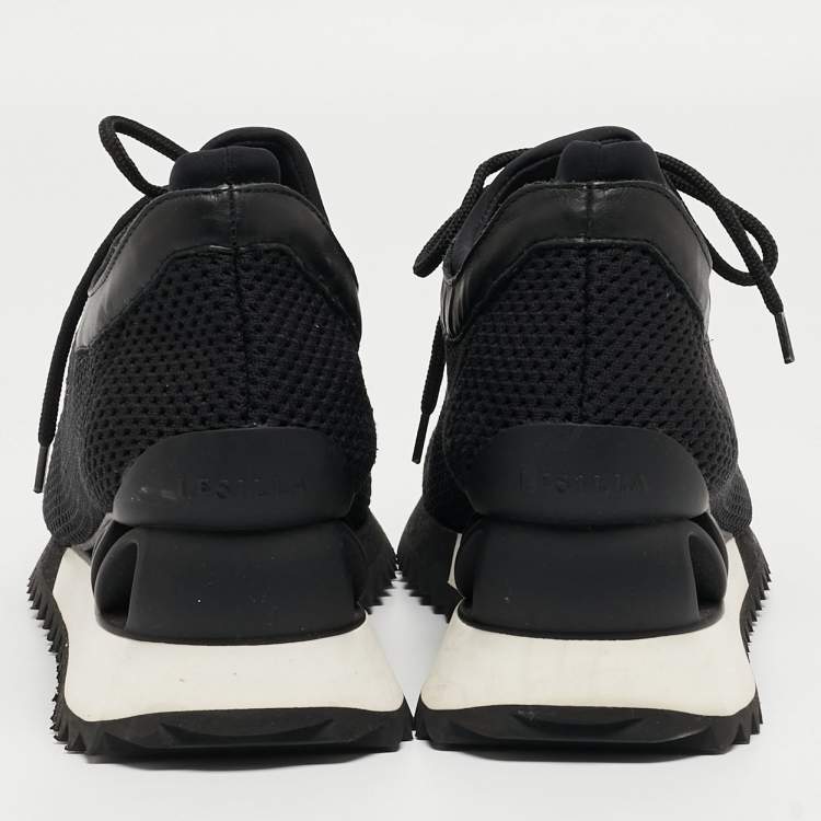 Pre Owned Le Silla Black Mesh and Leather Low Top Sneakers Size 41
