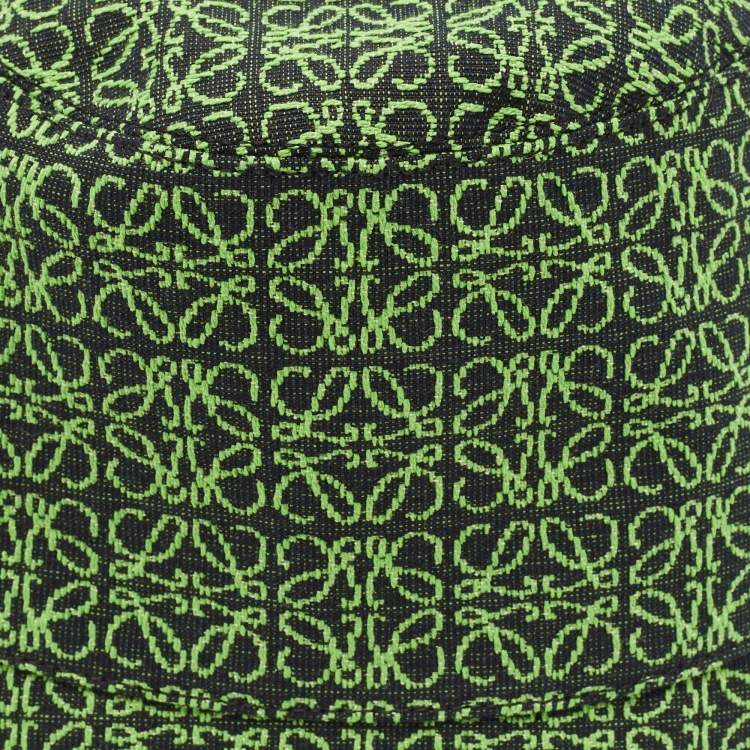 Pre Owned Loewe Green Anagram Jacquard Bucket Hat