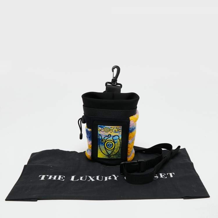 Pre Owned Loewe Multicolor Canvas And Shearling Fur Nature Print Chalk Bag