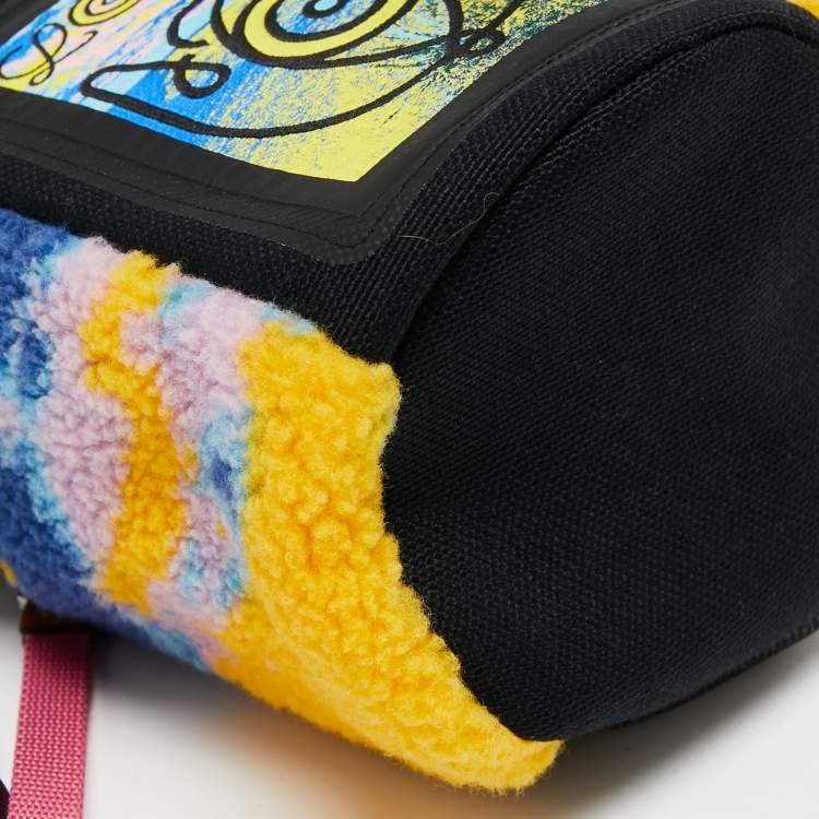 Pre Owned Loewe Multicolor Canvas And Shearling Fur Nature Print Chalk Bag