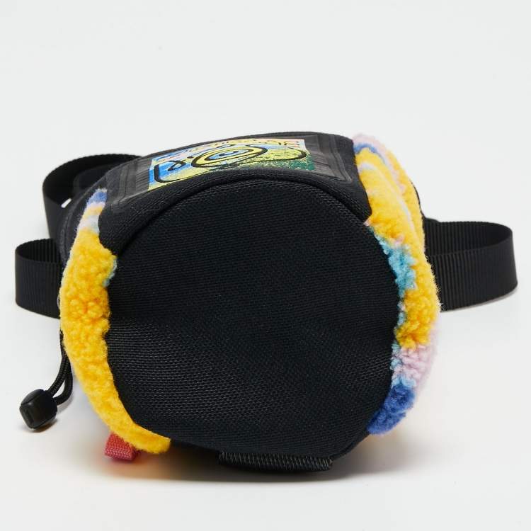 Pre Owned Loewe Multicolor Canvas And Shearling Fur Nature Print Chalk Bag