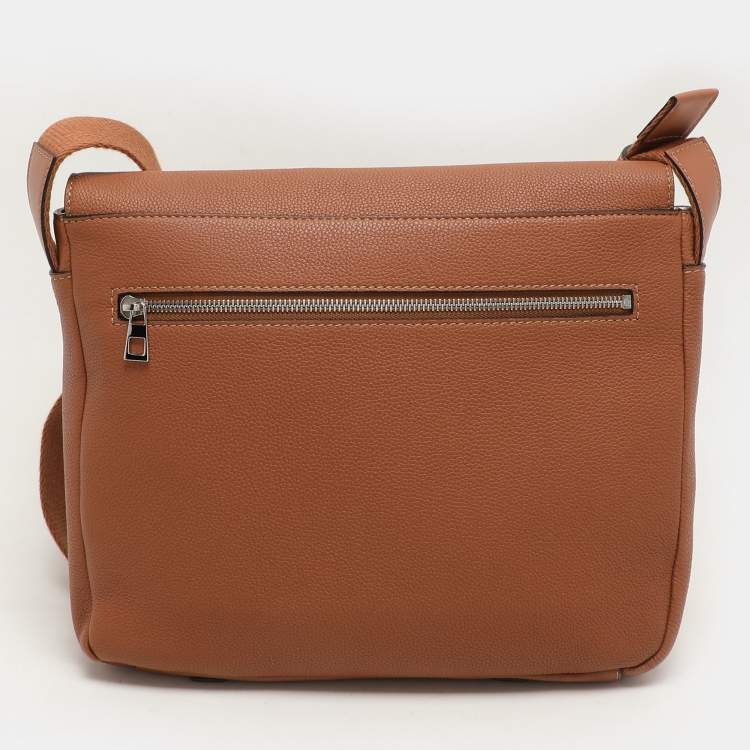 Pre Owned Loewe Brown Full Grain Leather Military Messenger Bag