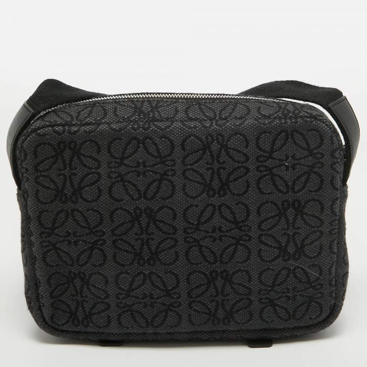 Pre Owned Loewe Black Anagram Jacquard Military Messenger Bag