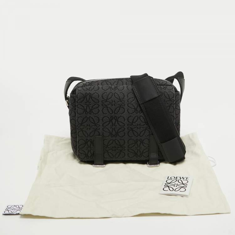 Pre Owned Loewe Black Anagram Jacquard Military Messenger Bag