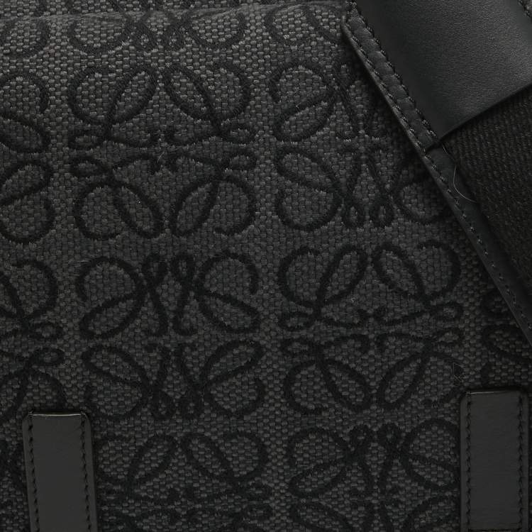 Pre Owned Loewe Black Anagram Jacquard Military Messenger Bag