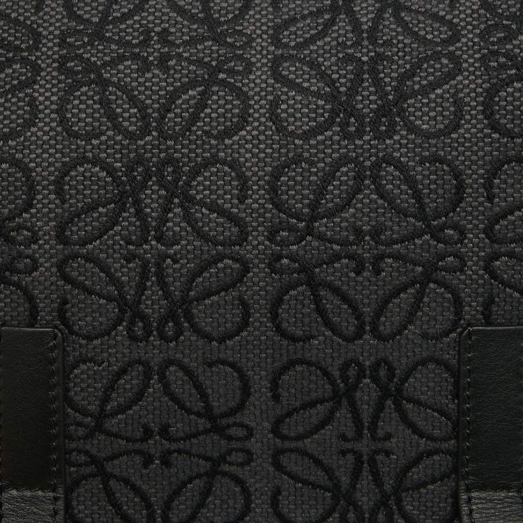 Pre Owned Loewe Black Anagram Jacquard Military Messenger Bag
