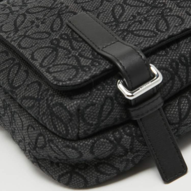 Pre Owned Loewe Black Anagram Jacquard Military Messenger Bag