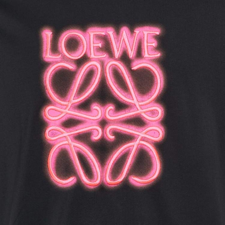 Pre Owned Loewe Black Neon Anagram Cotton Crew Neck T-Shirt L