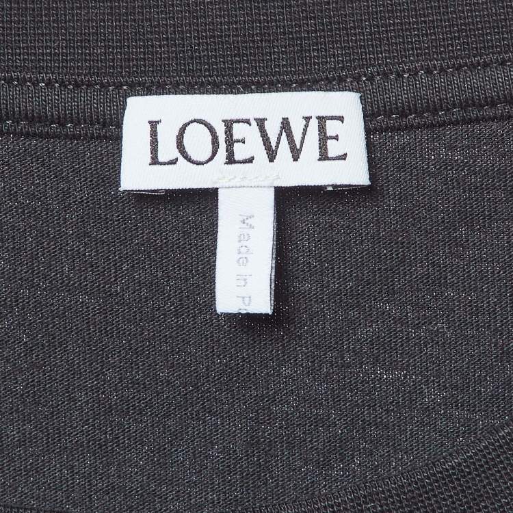 Pre Owned Loewe Black Anagram Embroidered Cotton Crew Neck T-Shirt L