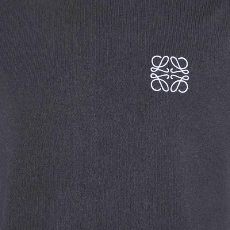 Pre Owned Loewe Black Anagram Embroidered Cotton Crew Neck T-Shirt L