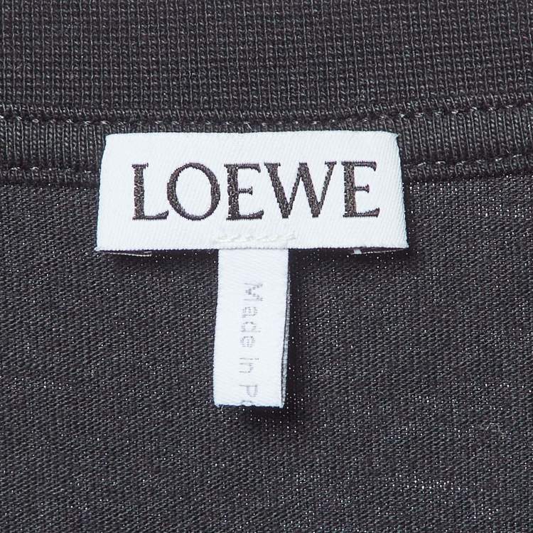 Pre Owned Loewe Black Anagram Embroidered Cotton Crew Neck T-Shirt XL