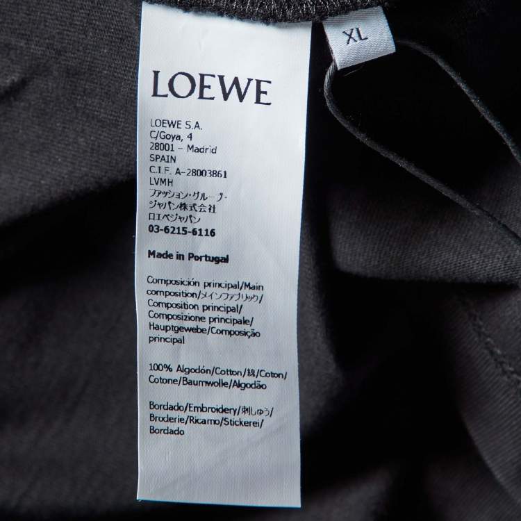 Pre Owned Loewe Black Anagram Embroidered Cotton Crew Neck T-Shirt XL