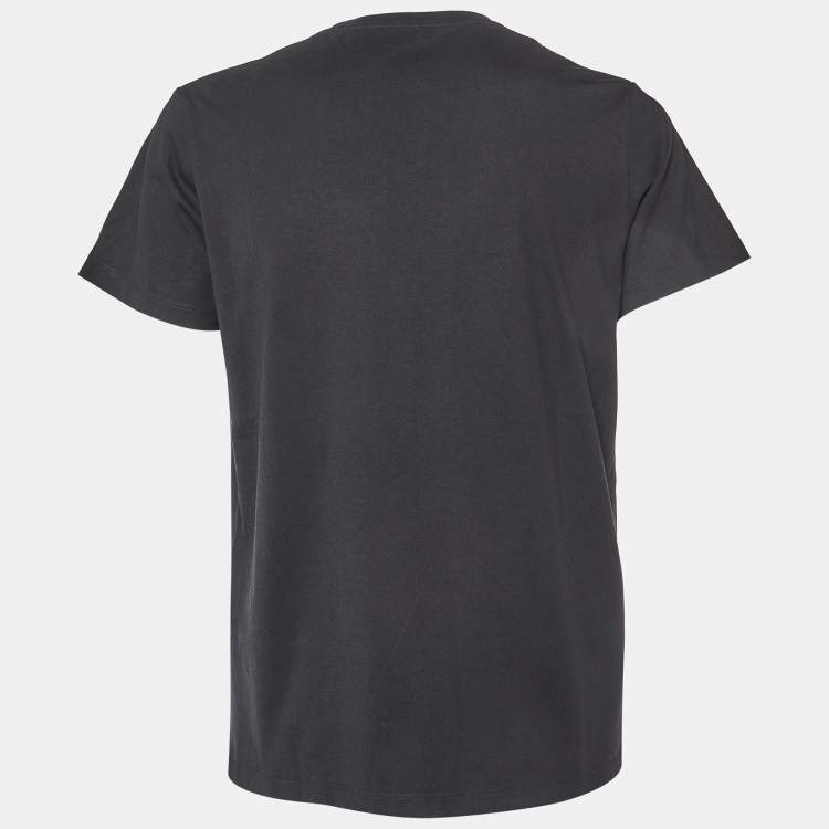 Pre Owned Loewe Black Anagram Embroidered Cotton Crew Neck T-Shirt XL