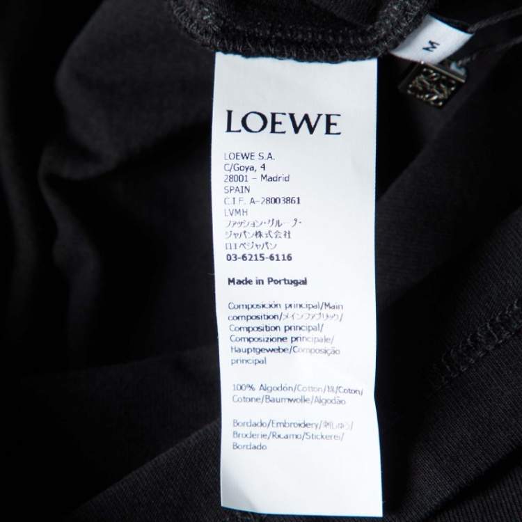 Pre Owned Loewe Black Anagram Embroidered Cotton Crew Neck T-Shirt M