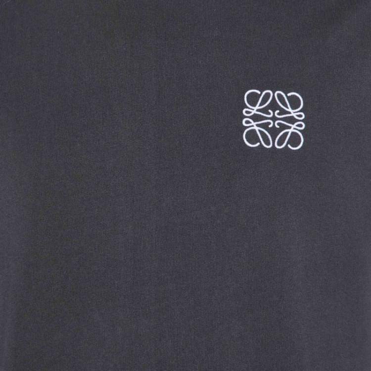 Pre Owned Loewe Black Anagram Embroidered Cotton Crew Neck T-Shirt M