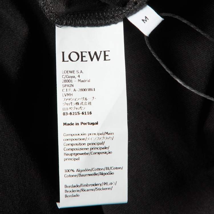 Pre Owned Loewe Black Anagram Embroidery Cotton Crew Neck T-Shirt M